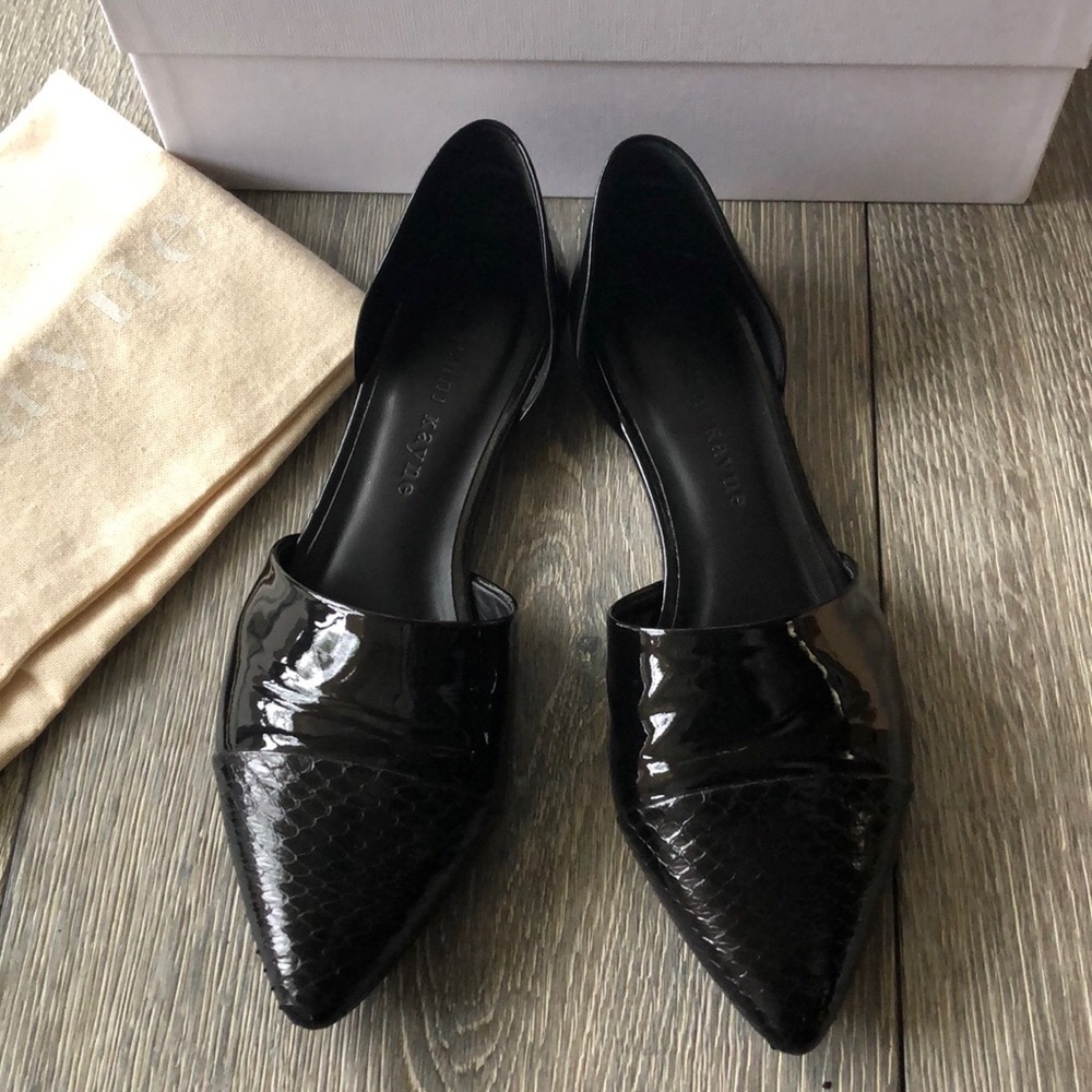 Jenni Kayne Patent Leather Snakeskin D’Orsay Flats - Picture 2 of 9